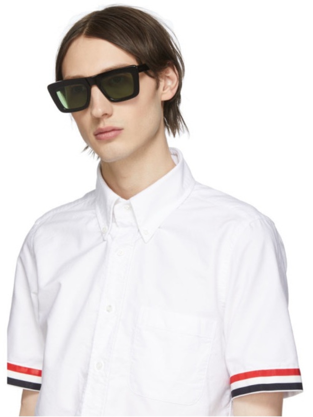 THOM BROWNE BLACK/GREEN ACETATE UNISEX SUNGLASSES TBS415-52-01AF
